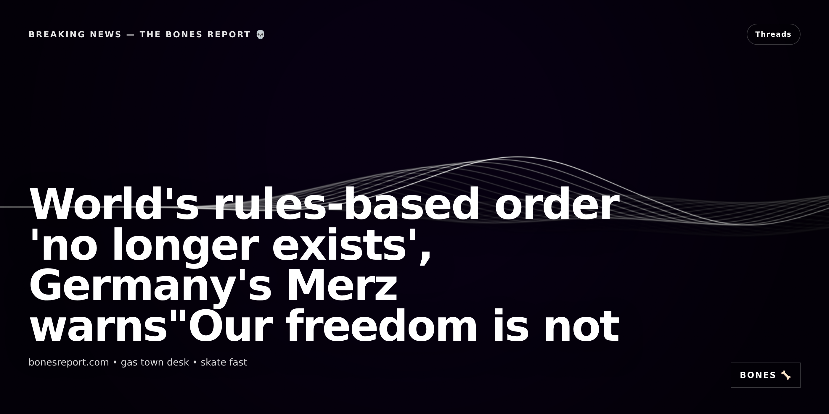 World's rules-based order 'no longer exists', Germany's Merz warns"Our freedom is not guaranteed"